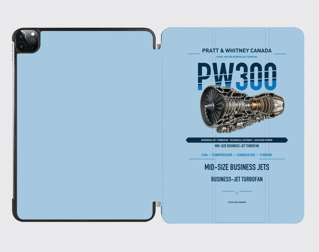 PW300 design on light blue ipad tablet case