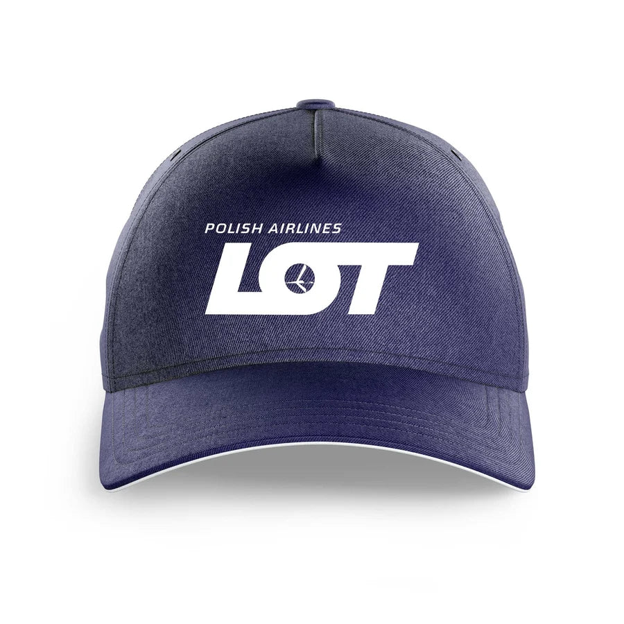 LOT Polish Airlines logo printed on dark blue cap