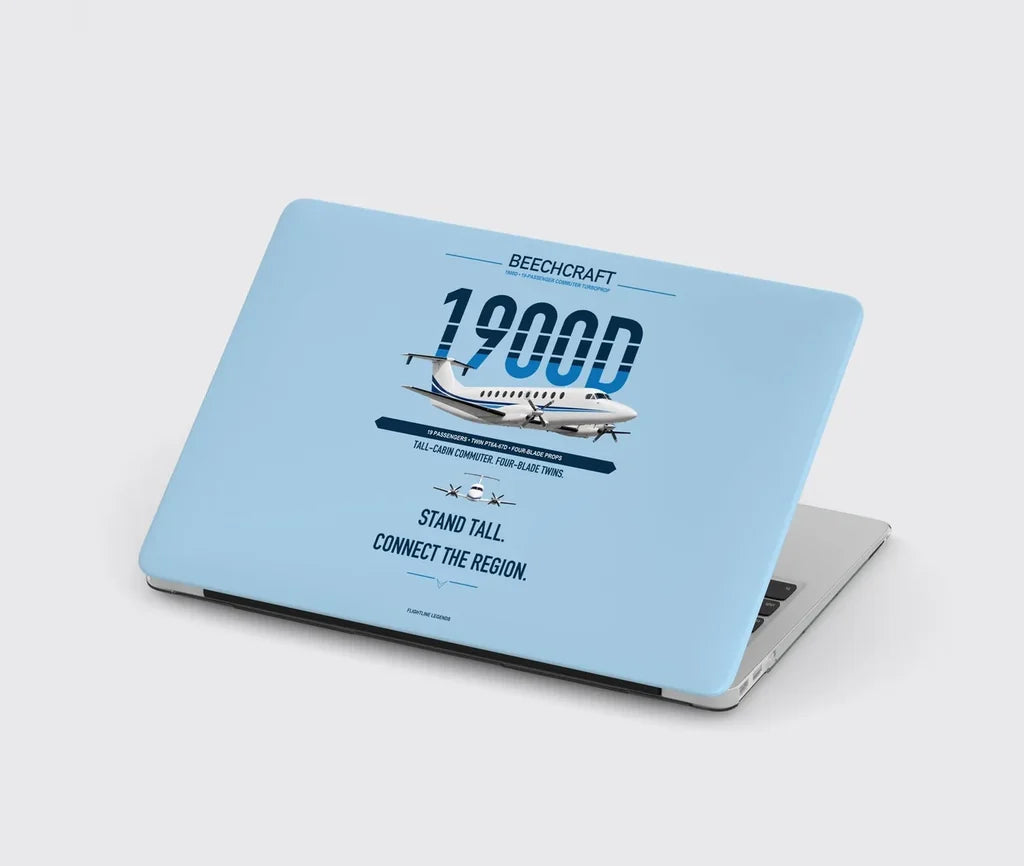 Beechcraft 1900D design on light blue MacBook case