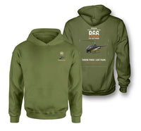 Thumbnail for Robinson R66 design on green army double-side hoodie, double-side print