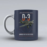 Thumbnail for Junkers Ju 87D-3 design on dark blue ceramic mug, double-side print