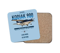 Thumbnail for Daher Kodiak 900 design on light blue 1 piece coaster