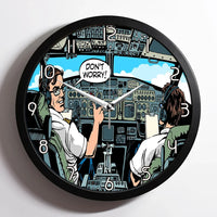 Thumbnail for Don't Worry Thumb Up Captain Dreamliner aviation design on premium wood and metal wall clock.