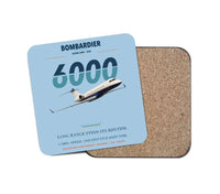 Thumbnail for Bombardier Global 6000 design on light blue 1 piece coaster