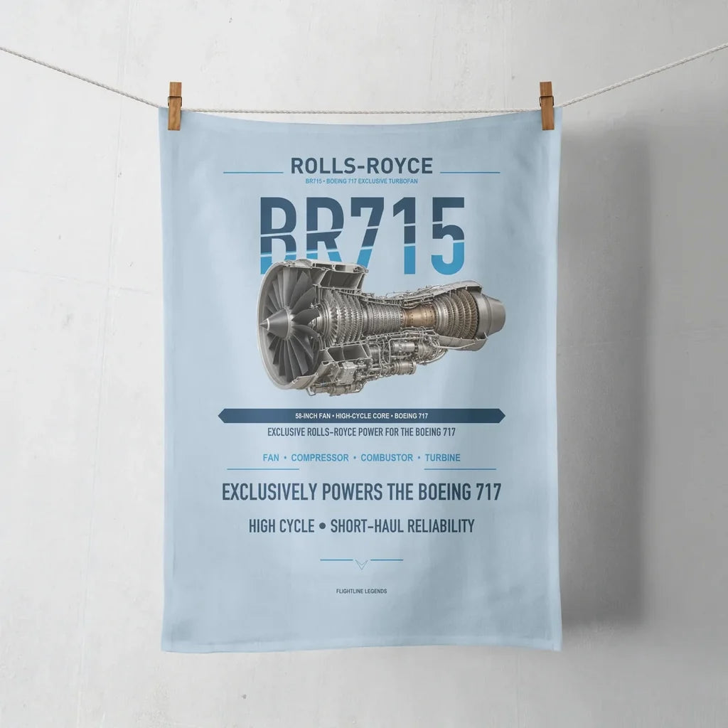 BR715 design on light blue towel