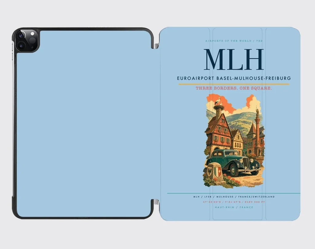 EuroAirport Basel-Mulhouse-Freiburg (MLH) design on light blue ipad tablet case