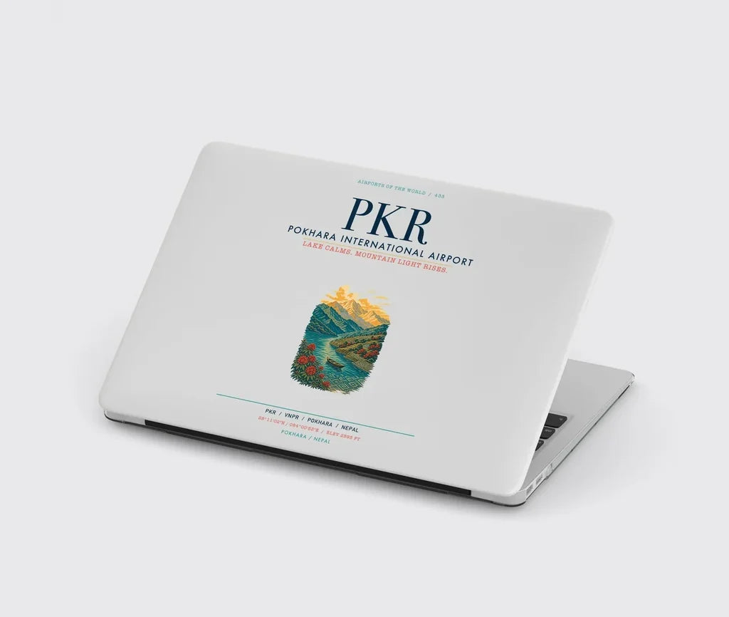 Pokhara International Airport (PKR) design on light gray MacBook case
