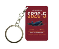 Thumbnail for SB2C-5 Helldiver design on dark red designed key chain, double-side print