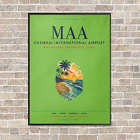 Thumbnail for Chennai International Airport MAA vertical canvas print - framed - light green background