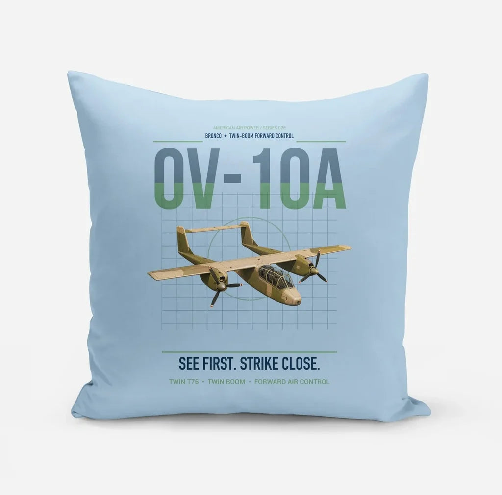 OV-10A Bronco design on light blue pillow
