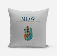 Thumbnail for Chicago Midway International Airport (MDW) design on light gray pillow