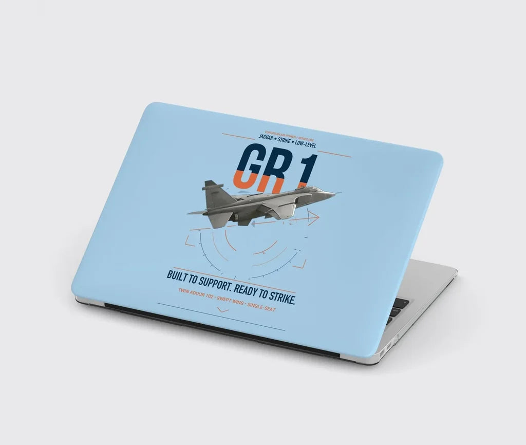 SEPECAT Jaguar GR1 design on light blue MacBook case