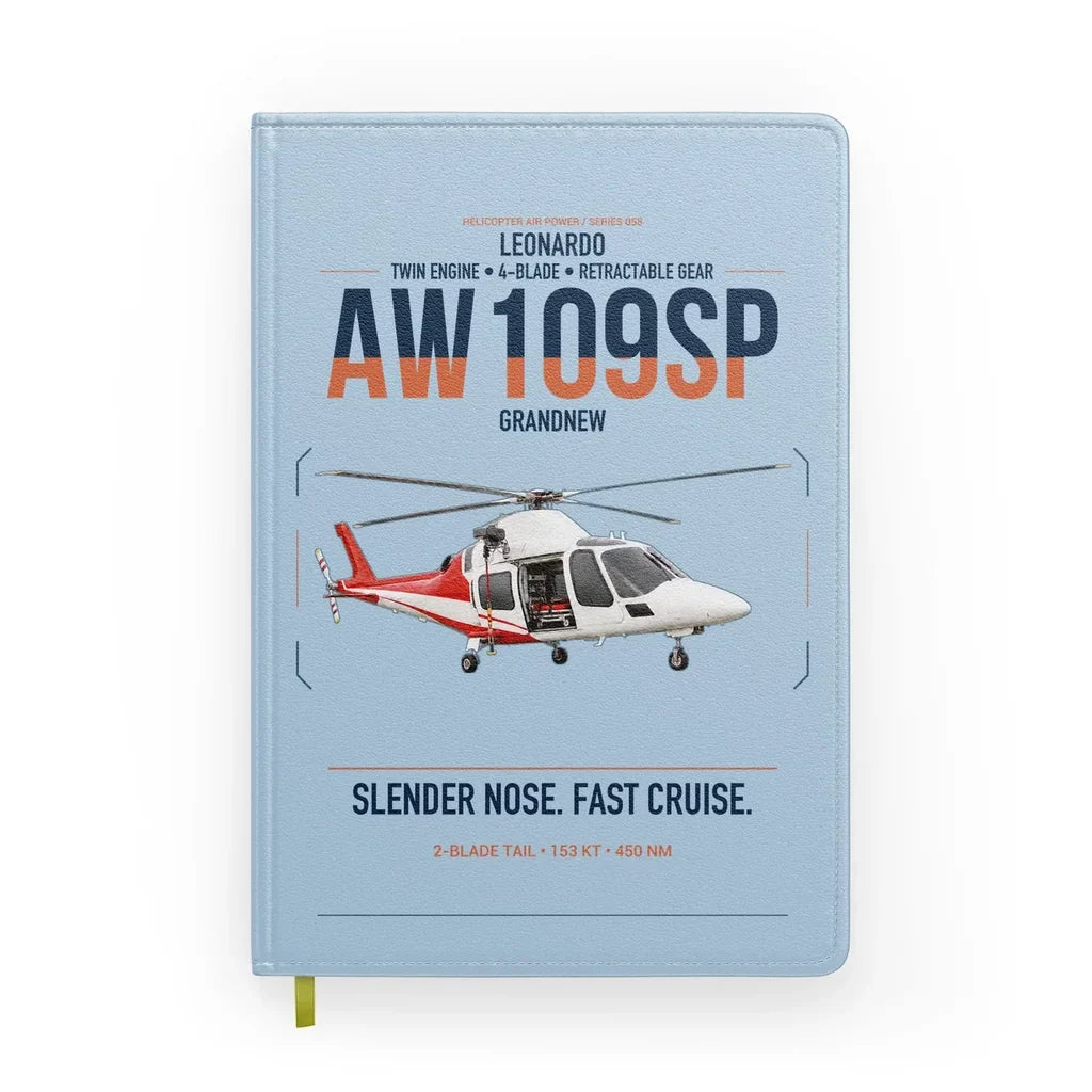 Leonardo AW109SP GrandNew design on light blue notebook