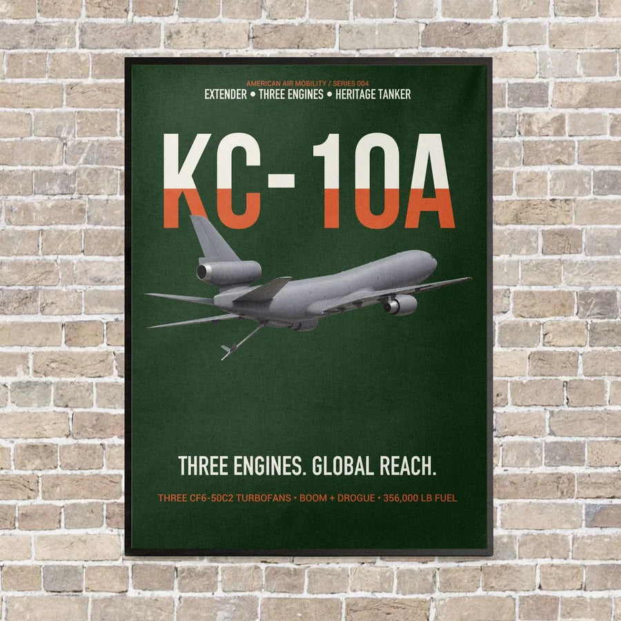 KC-10A EXTENDER vertical canvas print - framed - dark green background