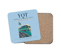 Thumbnail for Thunder Bay International Airport (YQT) design on light blue 1 piece coaster