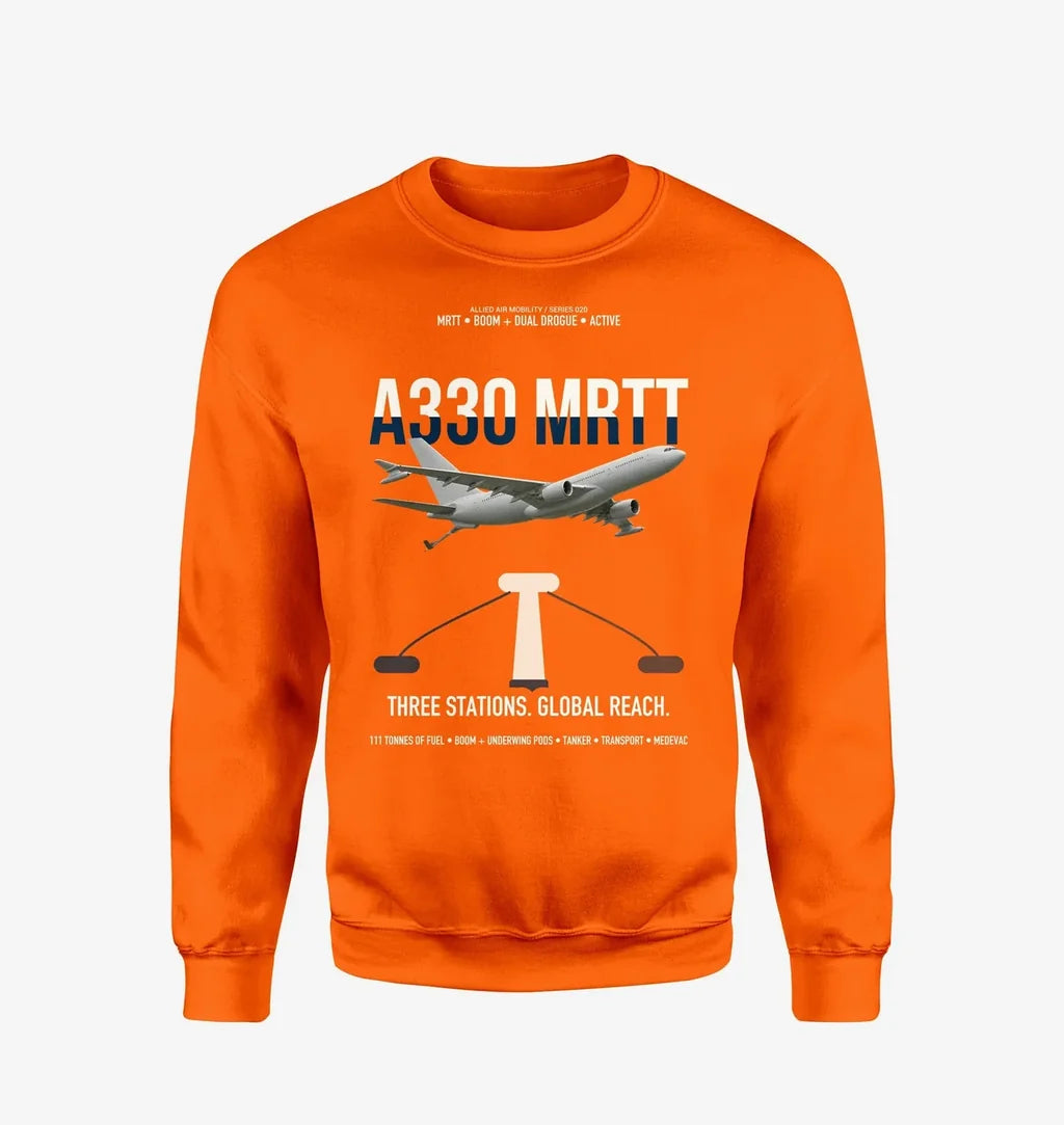 Airbus A330 MRTT design on orange sweatshirt