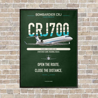 Thumbnail for Bombardier CRJ700 vertical canvas print - framed - dark green background