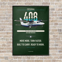 Thumbnail for Cessna 408 SkyCourier vertical canvas print - framed - dark green background