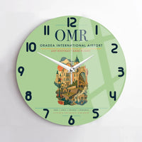 Thumbnail for Oradea International Airport (OMR) design on light green no frame wall clock