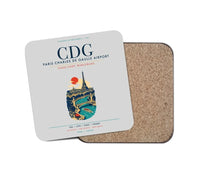 Thumbnail for Paris Charles de Gaulle Airport (CDG) design on light gray 1 piece coaster