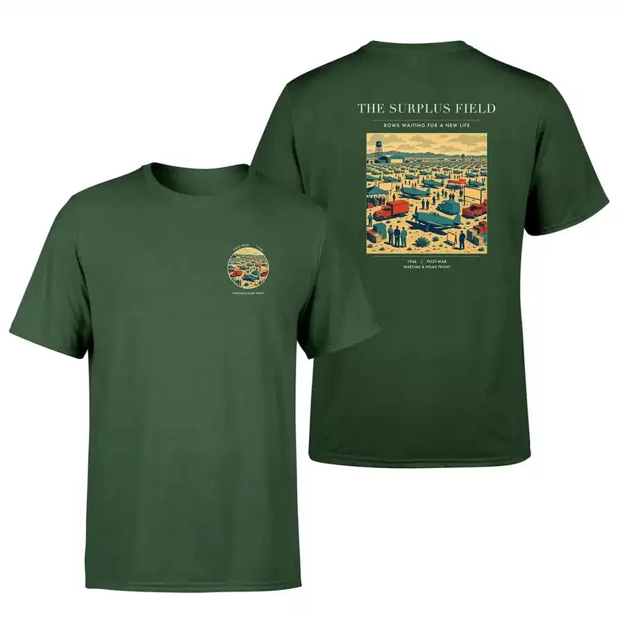 VINTAGE G4539 - The Surplus Field - Double-Side T-Shirt design on darkgreen double side t shirt