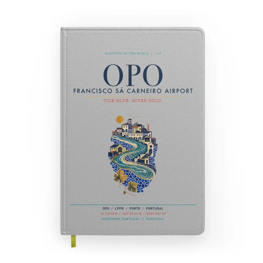 Porto Francisco Sá Carneiro Airport (OPO) design on light gray notebook