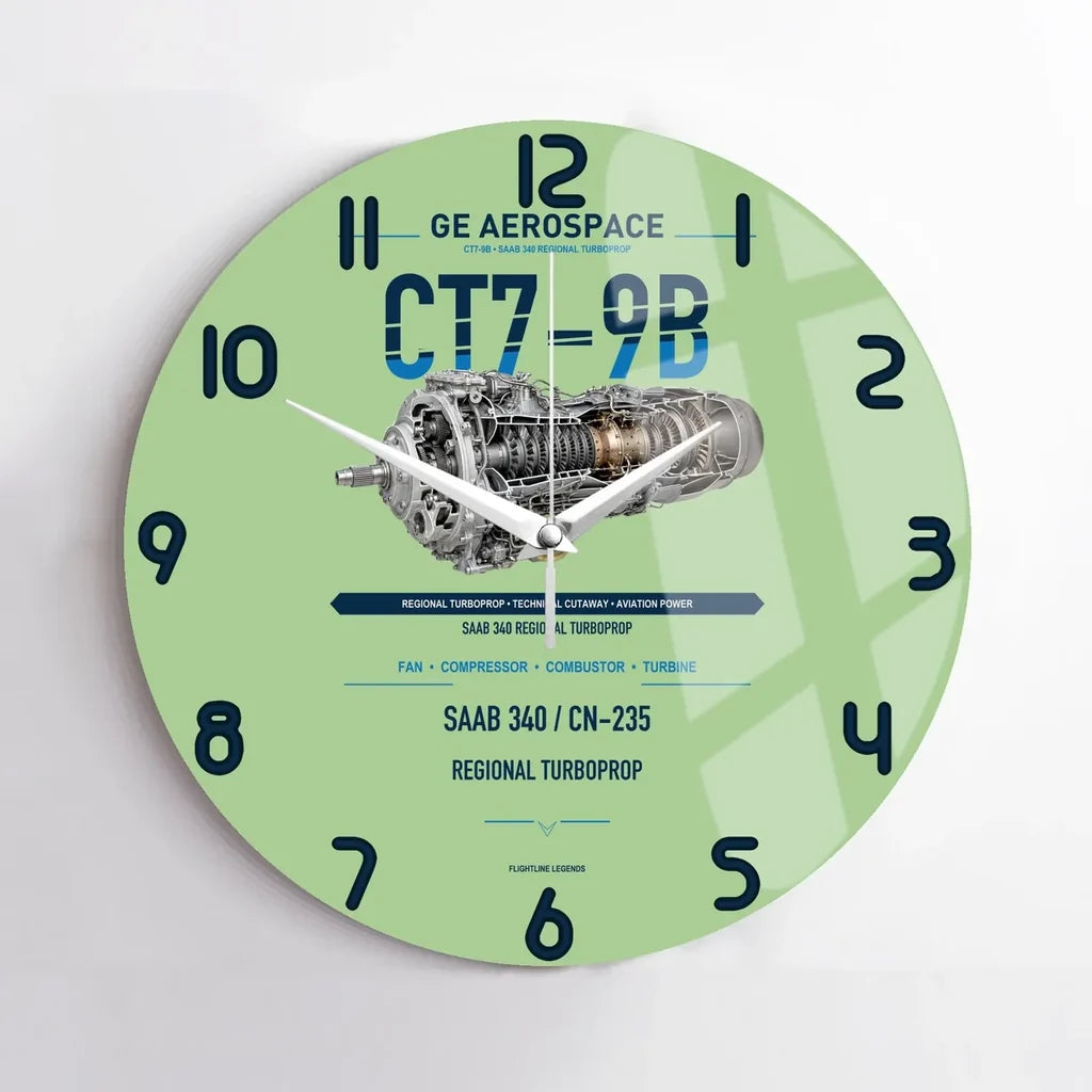CT7-9B design on light green no frame wall clock
