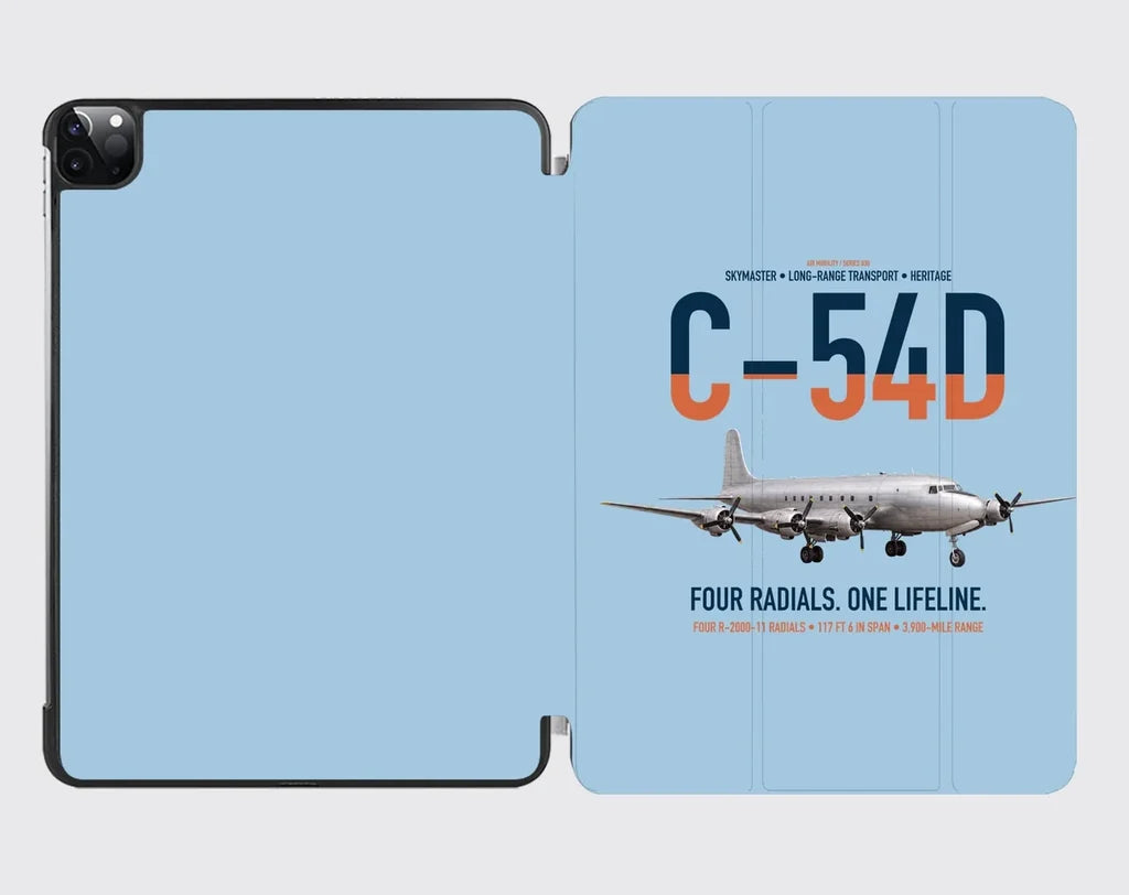 C-54D Skymaster design on light blue ipad tablet case