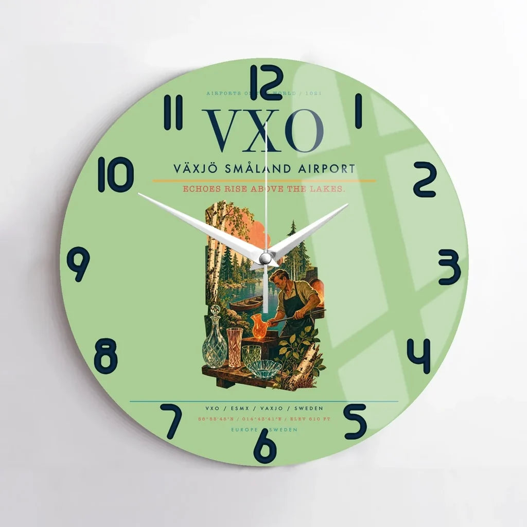 Växjö Småland Airport (VXO) design on light green no frame wall clock