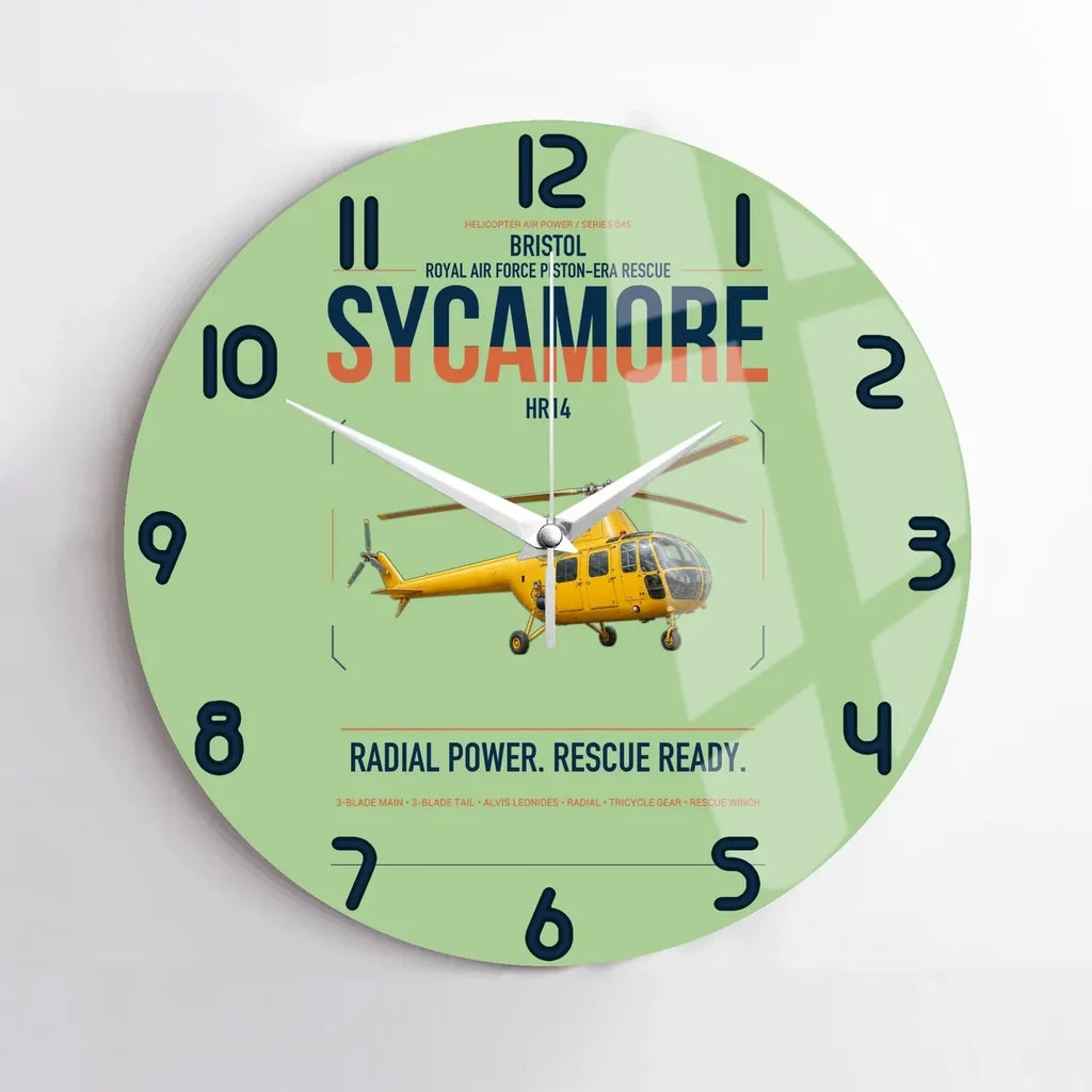 Bristol Sycamore HR14 design on light green no frame wall clock