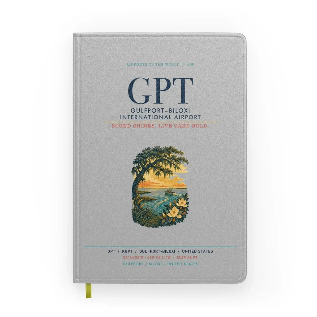 Gulfport–Biloxi International Airport (GPT) design on light gray notebook