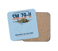 Thumbnail for Savoia-Marchetti SM.79-II Sparviero design on light blue 1 piece coaster