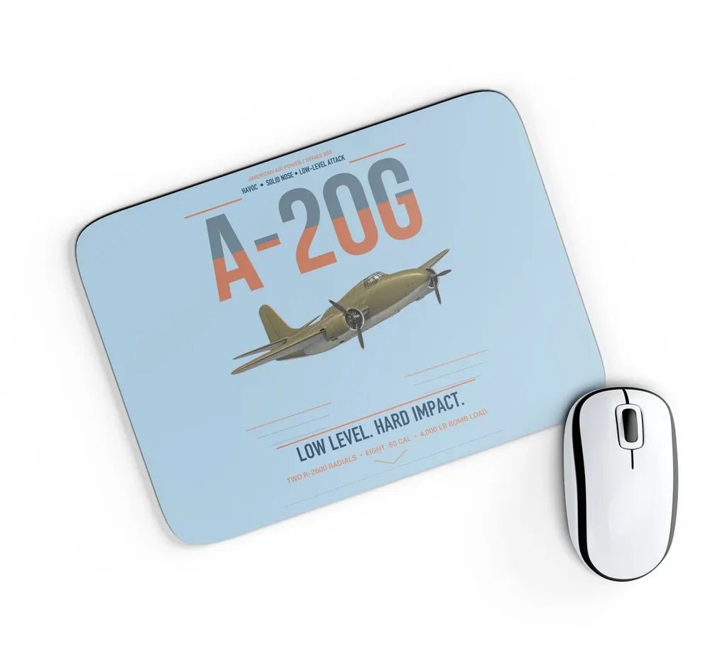 A-20G Havoc design on light blue rectangle mouse pad