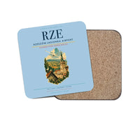Thumbnail for Rzeszów-Jasionka Airport (RZE) design on light blue 1 piece coaster