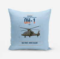 Thumbnail for Kawasaki OH-1 design on light blue pillow