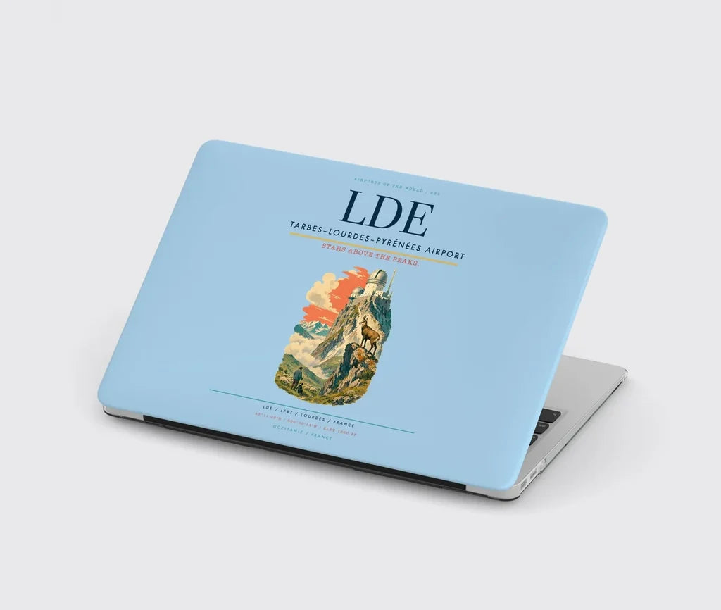 Tarbes–Lourdes–Pyrénées Airport (LDE) design on light blue MacBook case