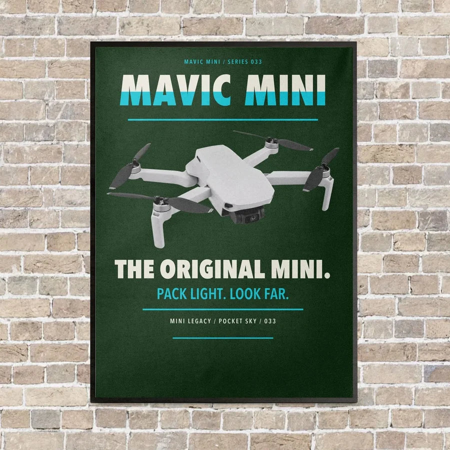 DJI Mavic Mini vertical canvas print - framed - dark green background