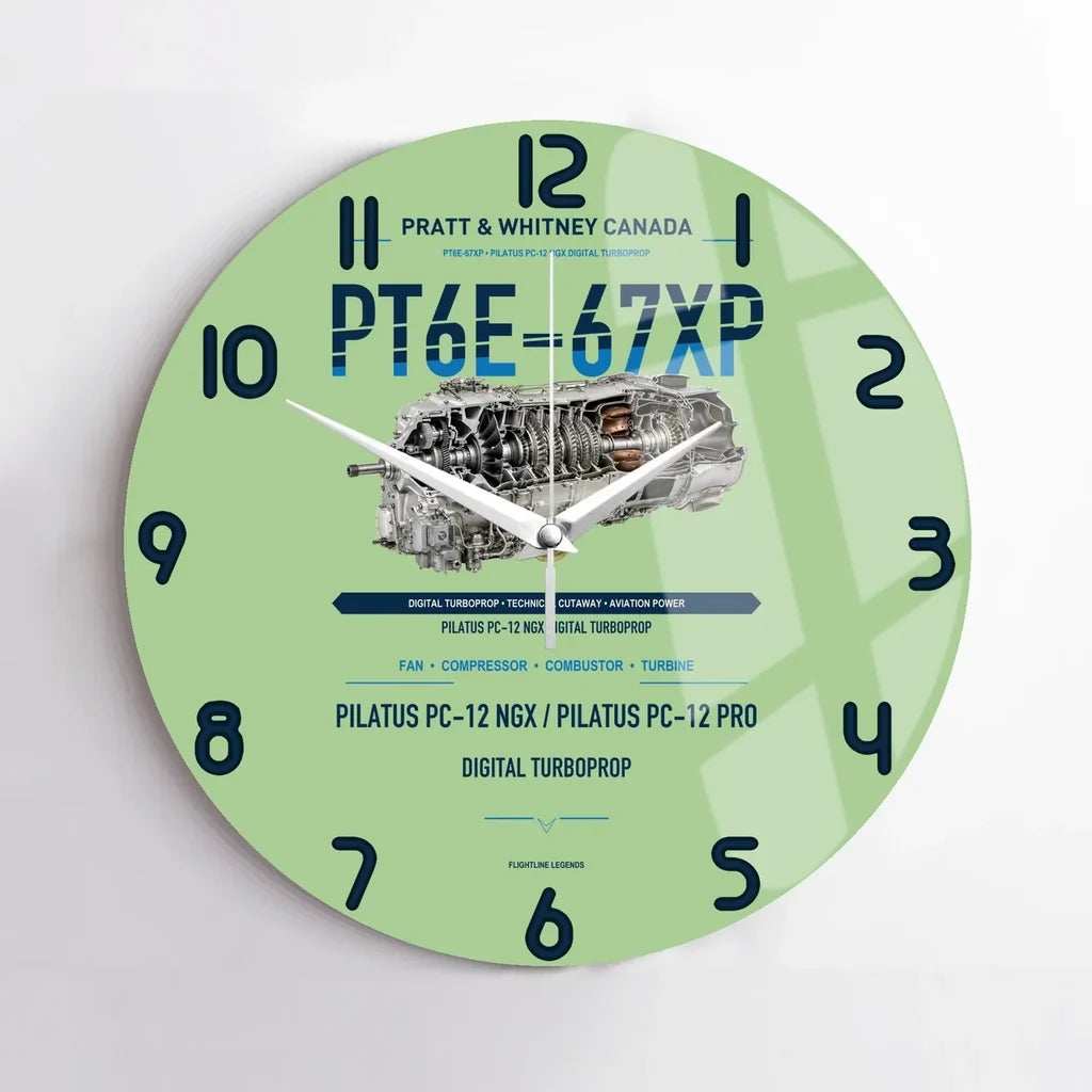 PT6E-67XP design on light green no frame wall clock