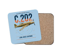 Thumbnail for Macchi C.202 Folgore design on light blue 1 piece coaster
