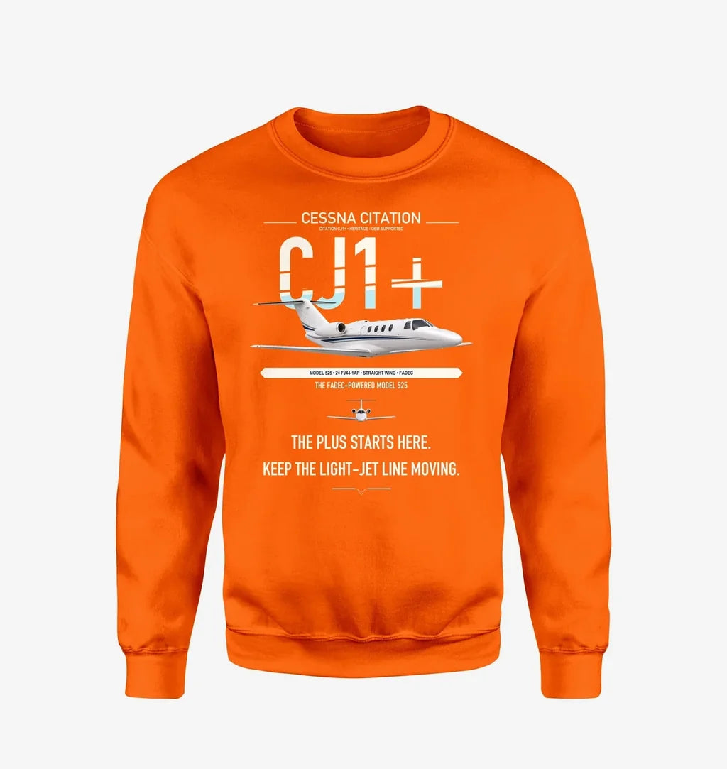 Cessna Citation CJ1+ design on orange sweatshirt
