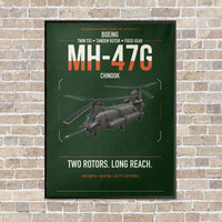 Thumbnail for Boeing MH-47G Chinook vertical canvas print - framed - dark green background