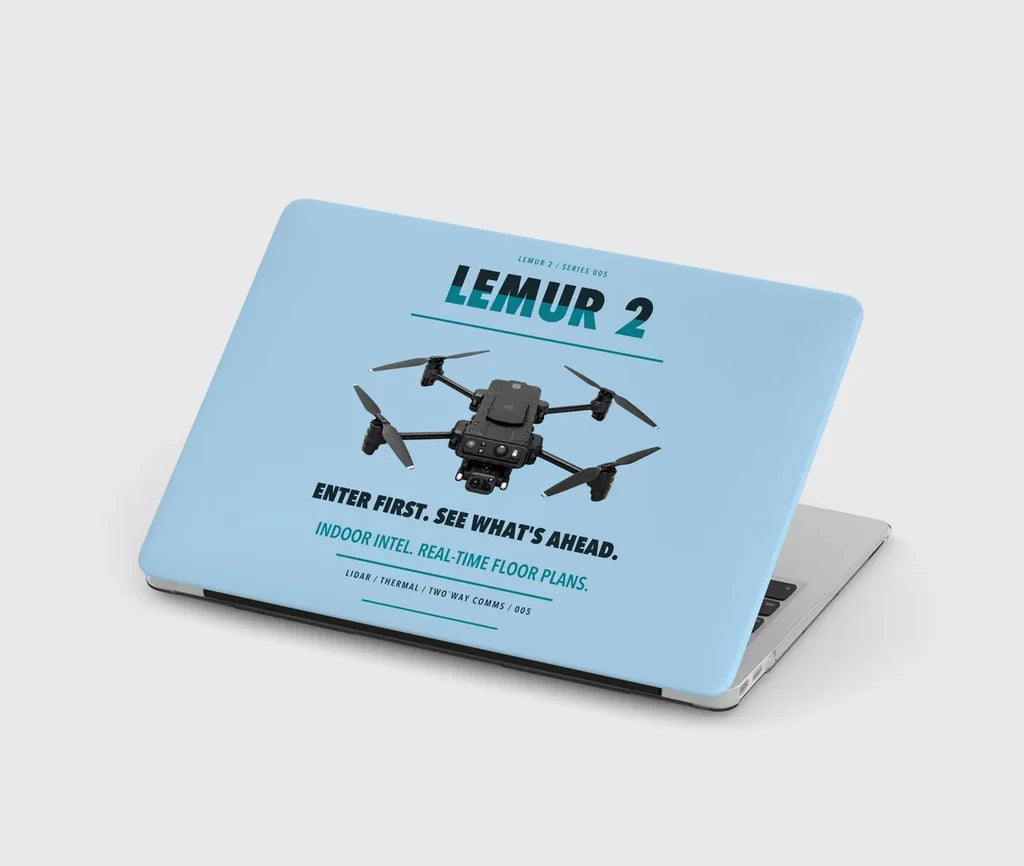 BRINC LEMUR 2 design on light blue MacBook case