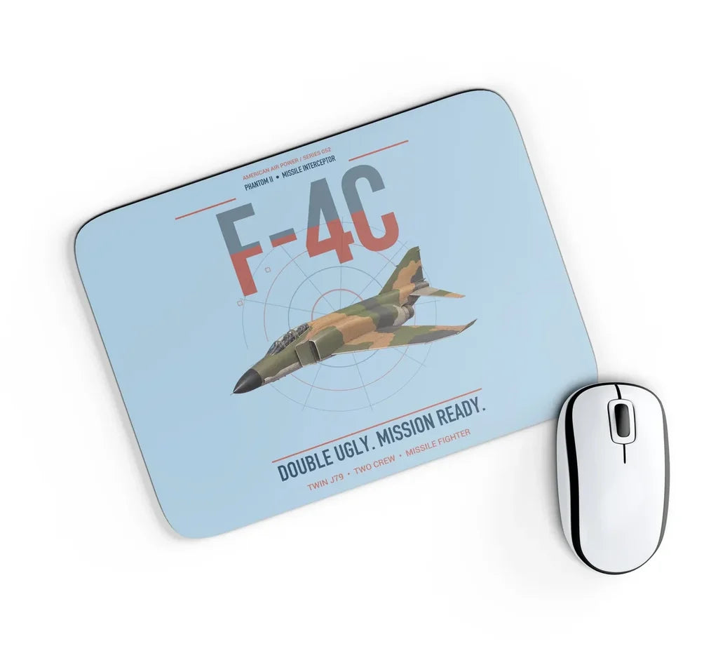 F-4C Phantom II design on light blue rectangle mouse pad