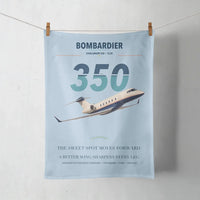 Thumbnail for Bombardier Challenger 350 design on light blue towel