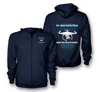 Thumbnail for DJI P4 Multispectral design on navy blue zipped hoodie