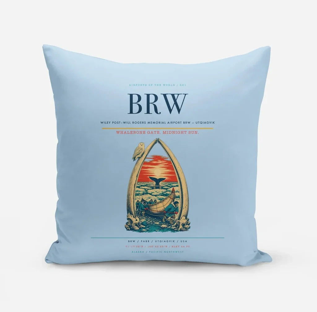 Wiley Post–Will Rogers Memorial Airport (BRW) design on light blue pillow