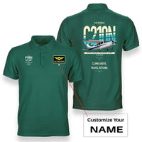 Thumbnail for Cessna T210N Centurion design on green+name double-side polo t-shirt, double-side print