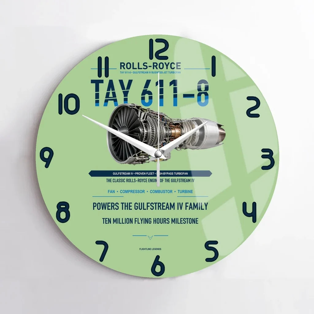 TAY 611-8 design on light green no frame wall clock