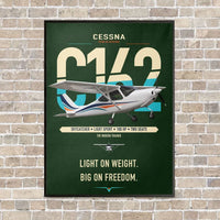 Thumbnail for Cessna 162 Skycatcher vertical canvas print - framed - dark green background