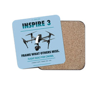 Thumbnail for DJI Inspire 3 design on light blue 1 piece coaster